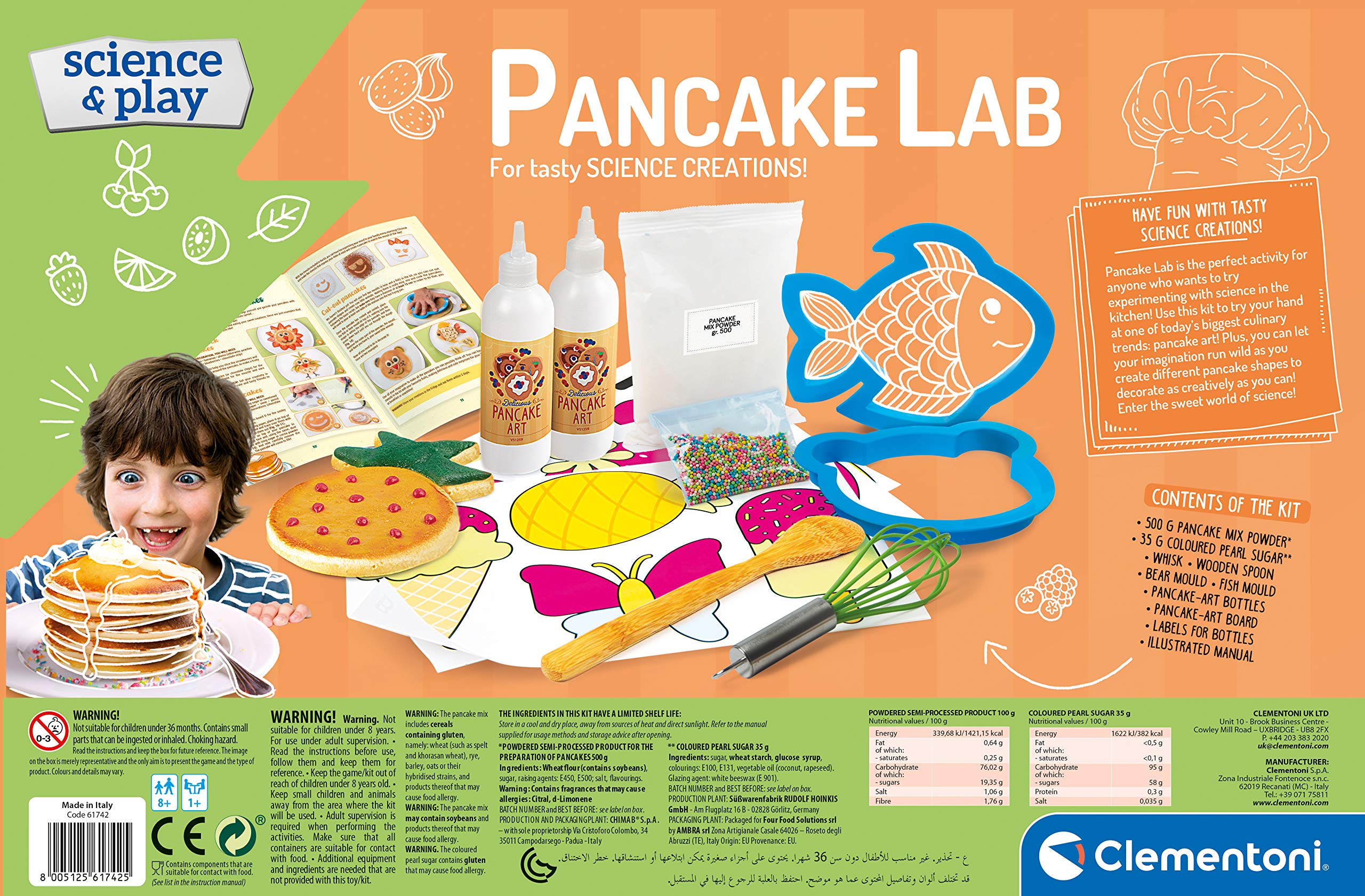 Clementoni, 61742, science and play, pancakes lab, made in italy, science toy, laboratory and experiment kit for kids from 8 years old and older, english version