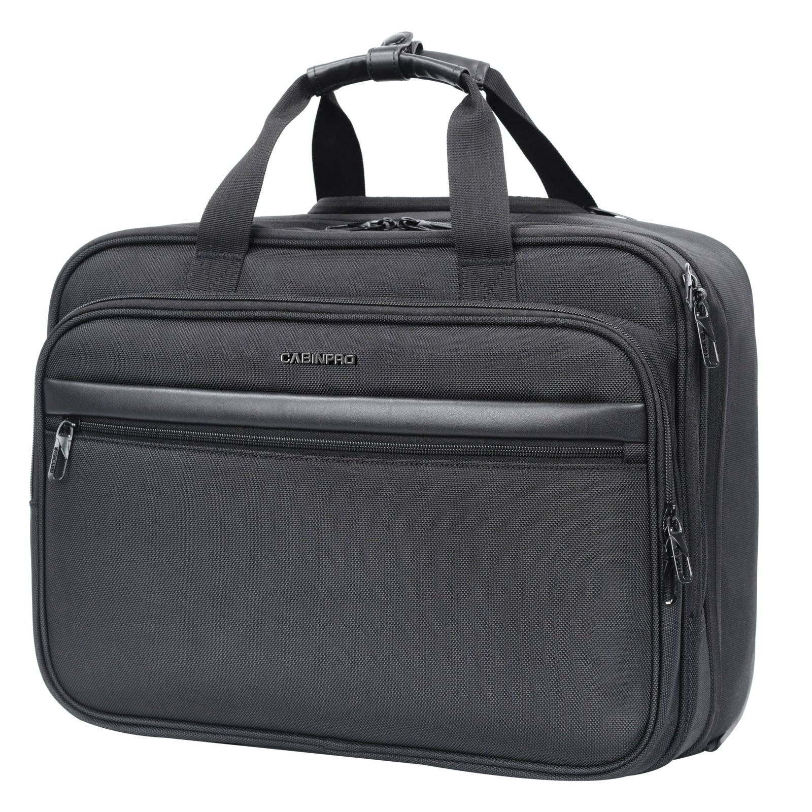 Cabinpro Premium Pilot Case Trolley Water Resistant Multi Compartment Fashion Trolley Laptop Bag for Men, Women on Travel, Business, CP010 (Black)