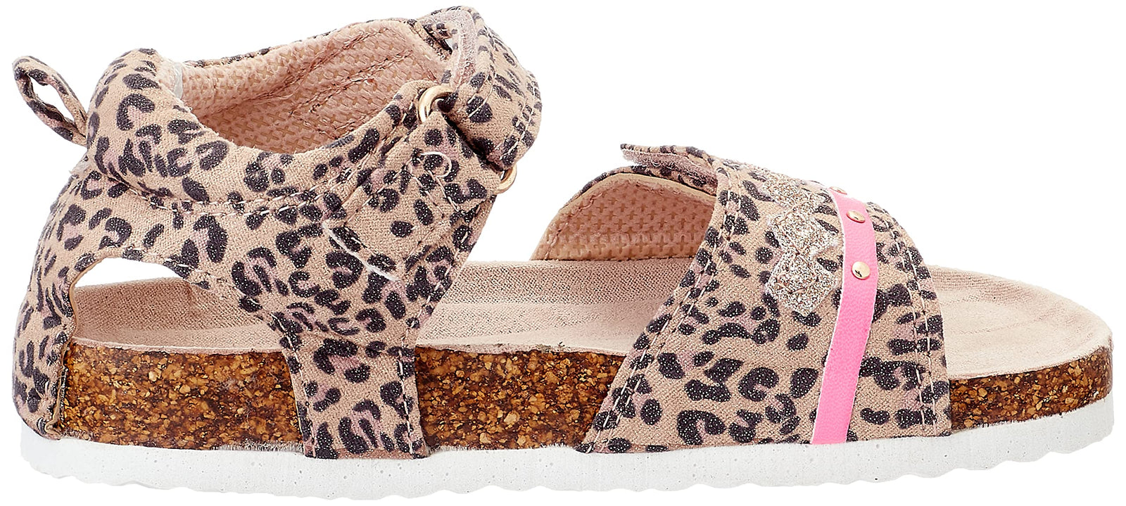 Sprox Leopard-Pattern Velcro-Strap Flat Sandals for Girls