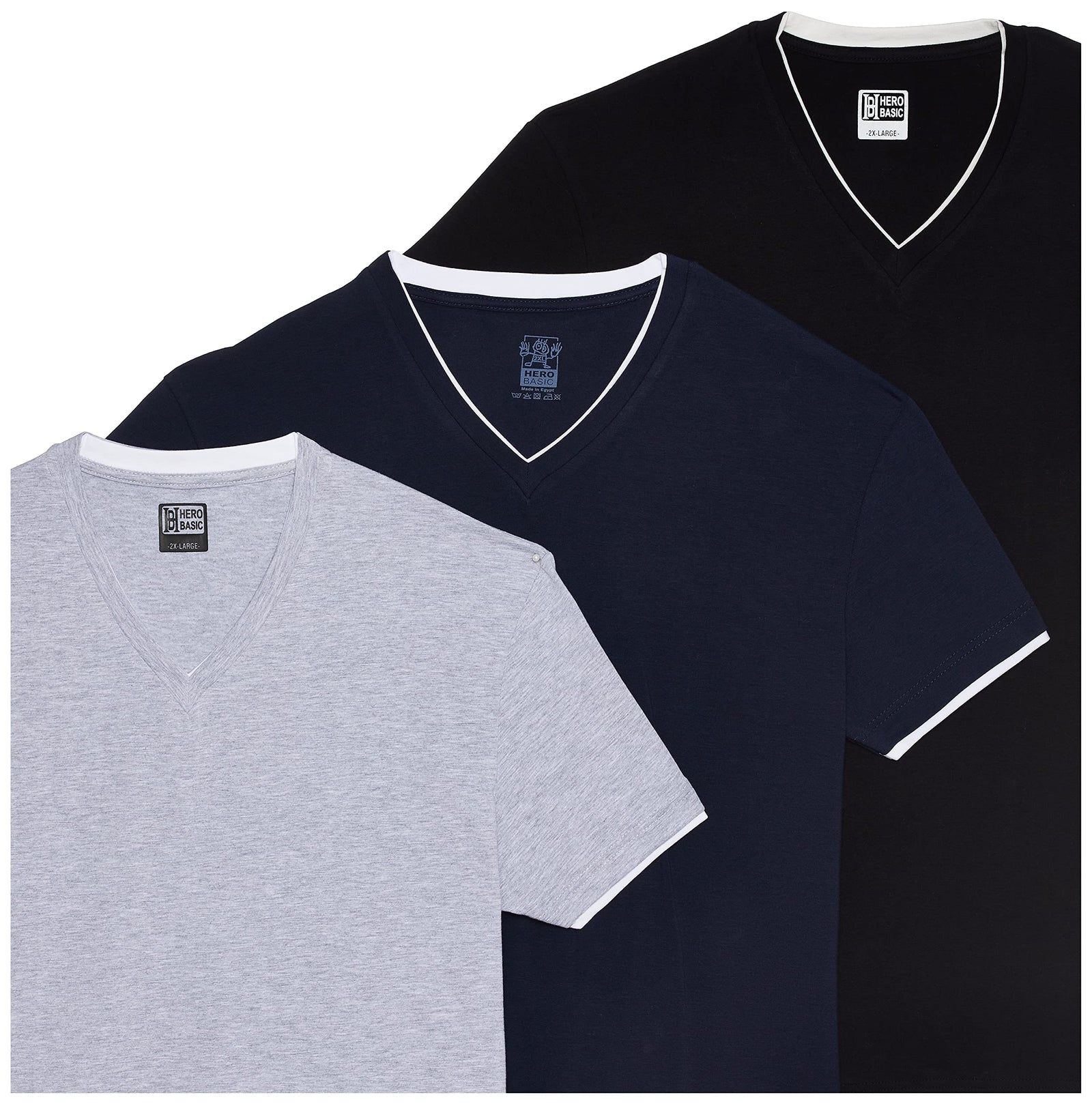 Hero Basic mens Set Of 3 - Double V Neck t-Shirts + Free Boxer Underwear (pack of 4)