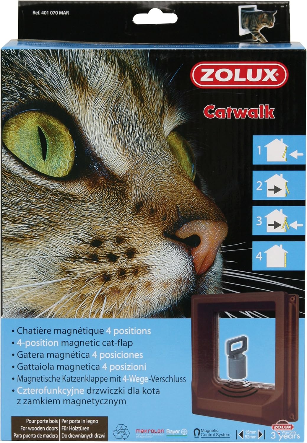 Zolux Magnetic Cat-Flap For Wooden Door - Brown