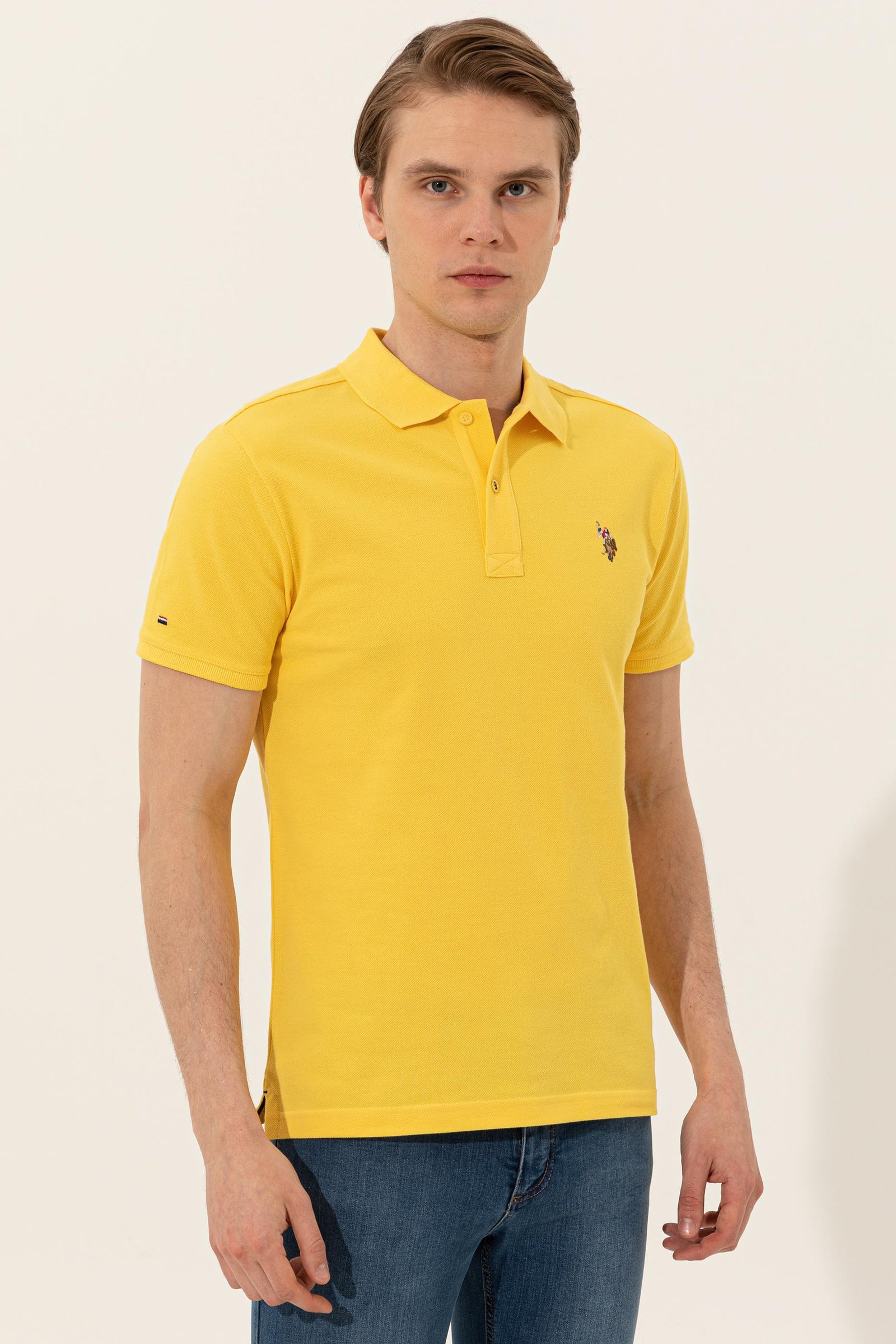 U.S. Polo Basic Polo Shirt For Men, Yellow -Xl