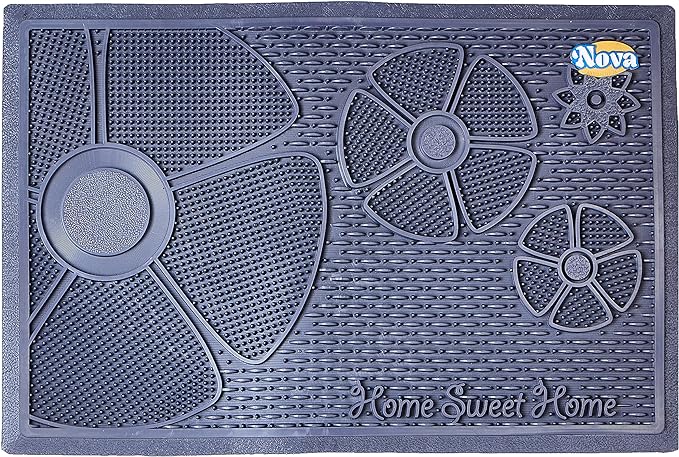 Nova Summer Flowers Antibacterial Doormat - 40x60 cm, Gold and Grey