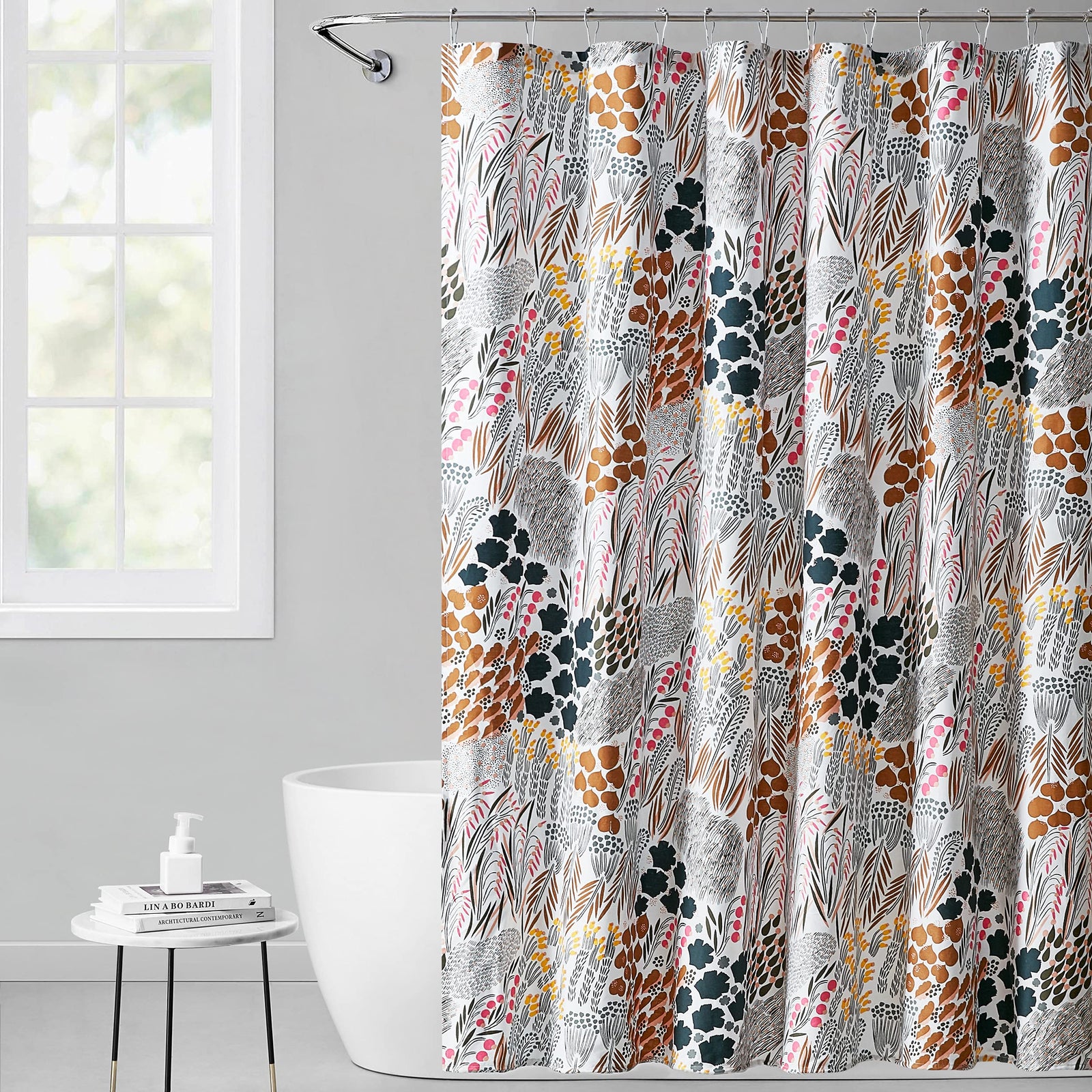 MARIMEKKO - Shower Curtain, Lightweight Cotton Bathroom Decor, Hook Hole Top (Pieni Letto Multicolor, 72