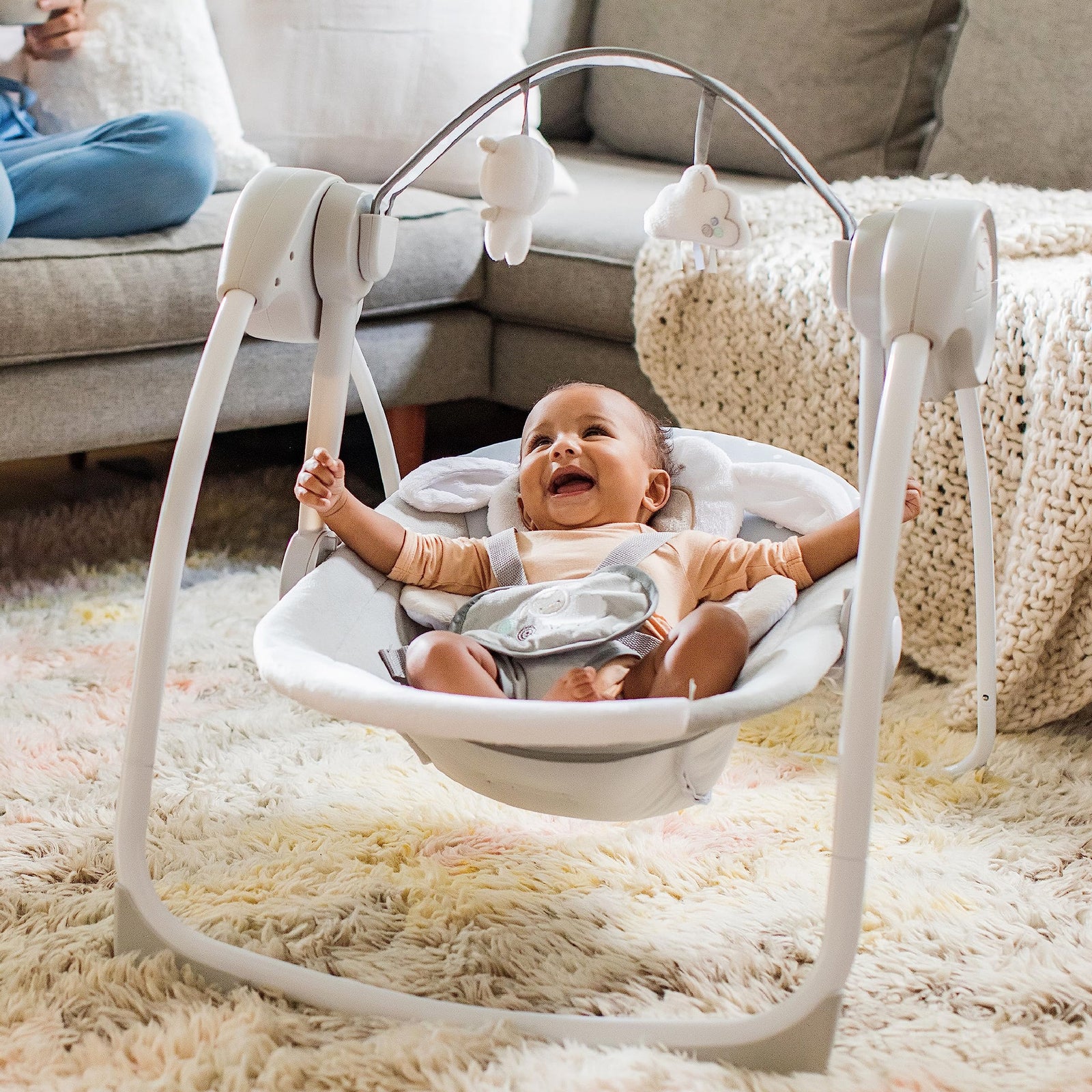 Ingenuity Comfort 2 Go Compact Portable Baby Swing, Cuddle Lamb