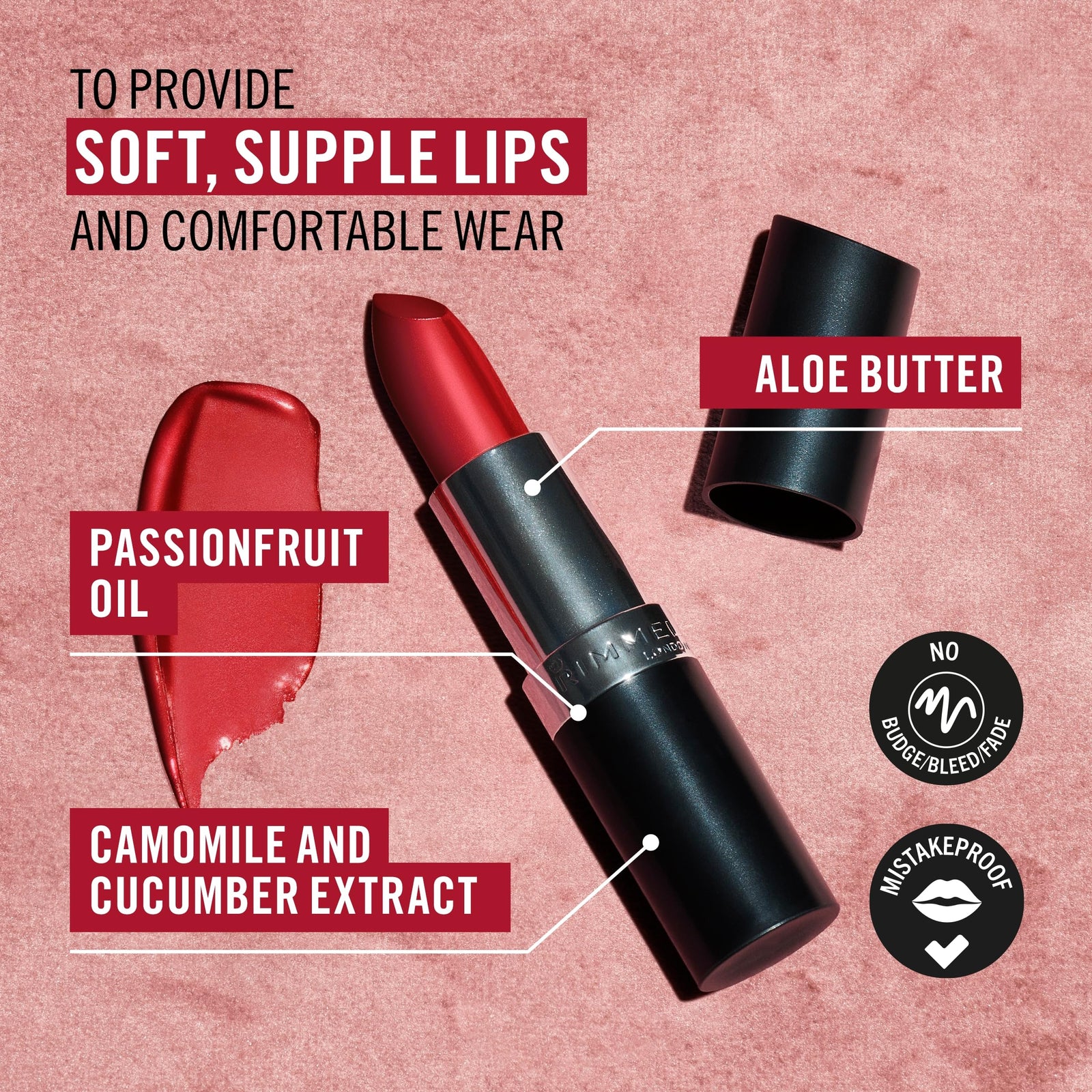 Rimmel London Lasting Finish, 058 Drop Of Sherry, Satin Lipstick, Long-Lasting, Satin Finish, Rich Colour, Moisturising, Vegan Formula, 4g