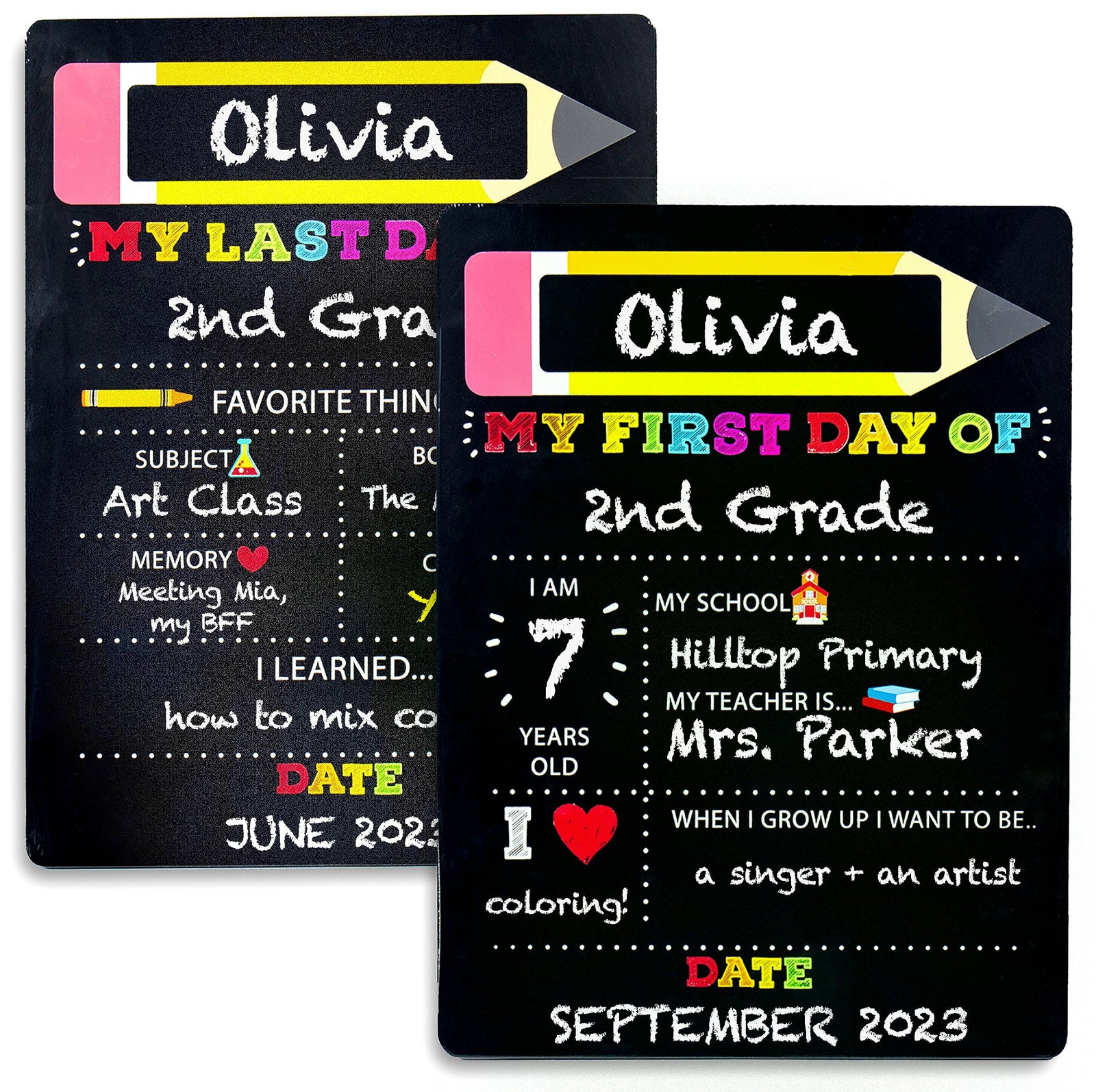 Horizon Group USA My First & Last Day of School Wooden Chalk Board, 12 X 16 Photo Prop Reusable Easy to Clean Chalkboard Sign. Back Essential