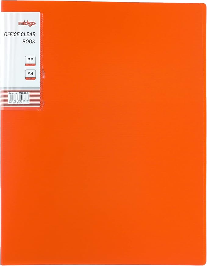 Midgo a4 office clear book, 10 pockets - red