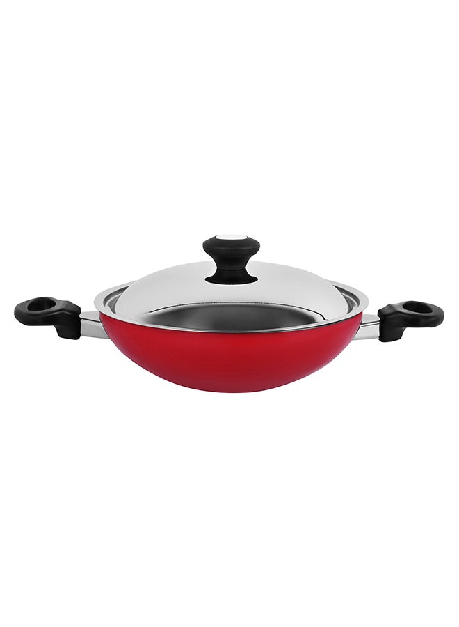 Prestige Kadai With Stainless Steel Lid Red 24cm