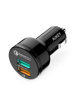 Aukey Qualcomm Quick Dual Port Car Charger With Micro USB Cable Black