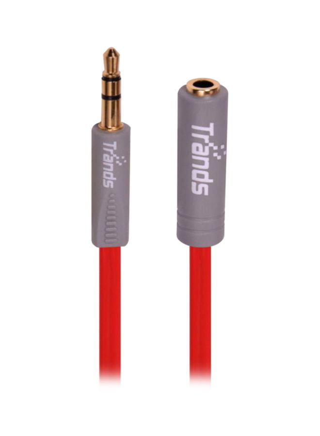 Trands Male To Female Aux Extension Audio Cable Red/Grey