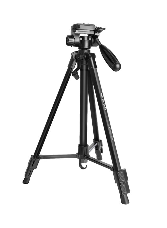 PROMATE Tripod, Professional Portable Aluminium 141cm Tripod with Panoramic Head, Bubble Level, 3 Section Secure Leg Lock for Canon, Nikon, DSLR, Precise-140 black