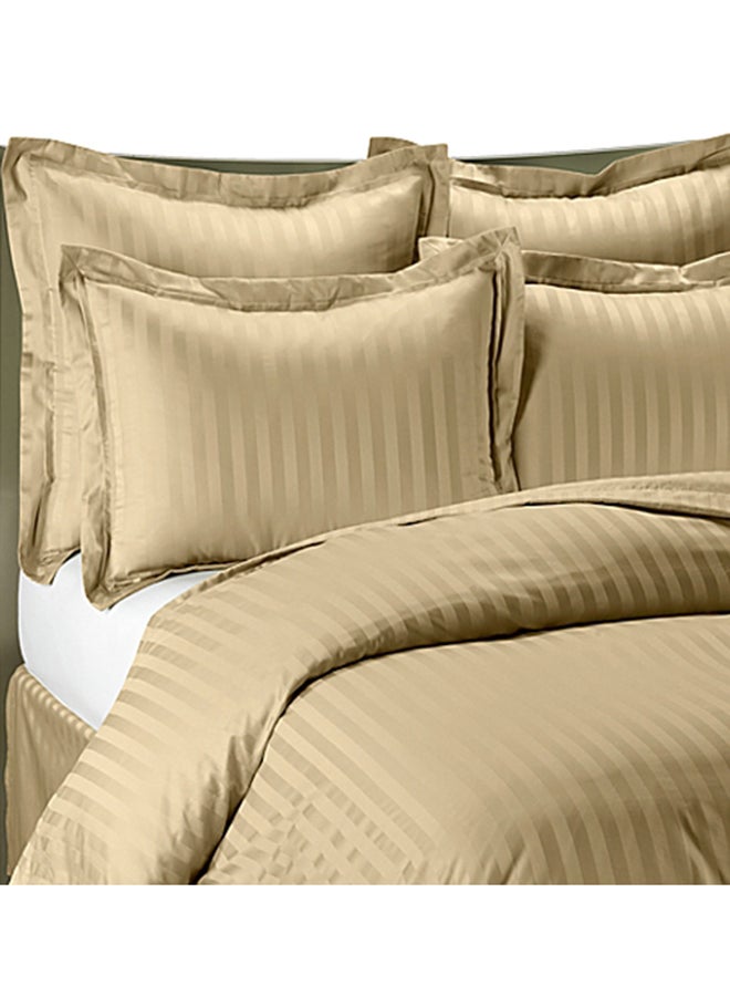 Hotel Linen Klub 3-Piece 300TC Satin Stripe Bed Sheet With Pillow Case Set Cotton Brown Double