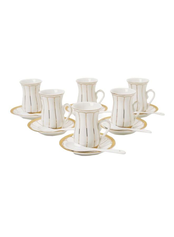 Opalina 12-Piece Cup And Saucer Set White/Gold Cup 6x (10x6), Saucer 6x (12x12)cm