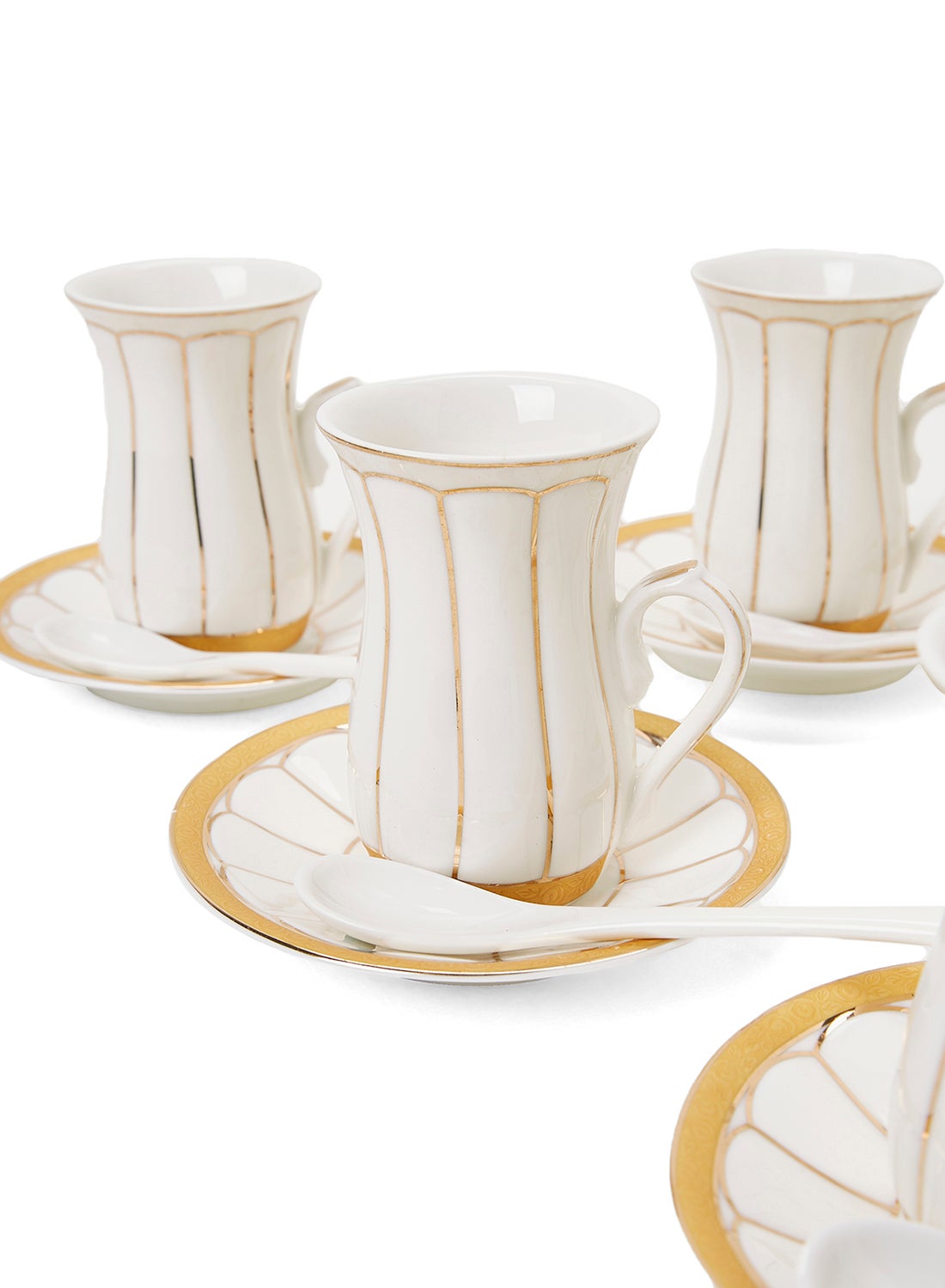 Opalina 12-Piece Cup And Saucer Set White/Gold Cup 6x (10x6), Saucer 6x (12x12)cm