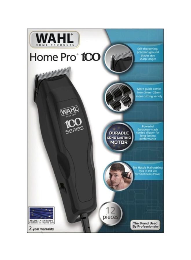 WAHL 12 Piece Home Pro 100 Series Hair Clipper Black