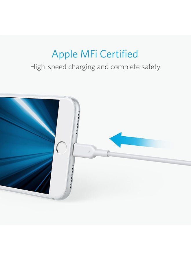 Anker Powerline II Cable (6ft) MFi Certified for iPhone 11/11 Pro/11 Pro Max/Xs/XS Max/XR/X/8/8 Plus/7/7 Plus/6/6 Plus White