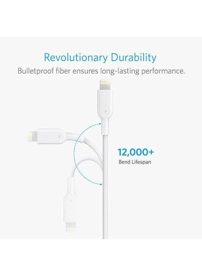 Anker Powerline II Cable (6ft) MFi Certified for iPhone 11/11 Pro/11 Pro Max/Xs/XS Max/XR/X/8/8 Plus/7/7 Plus/6/6 Plus White