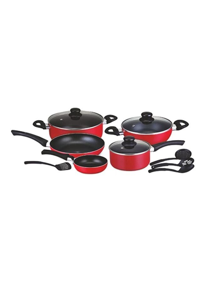 DELCASA 12-Piece Cookware Set Red/Black