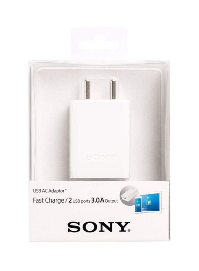 Sony Original Dual USB Port AC Adapter White