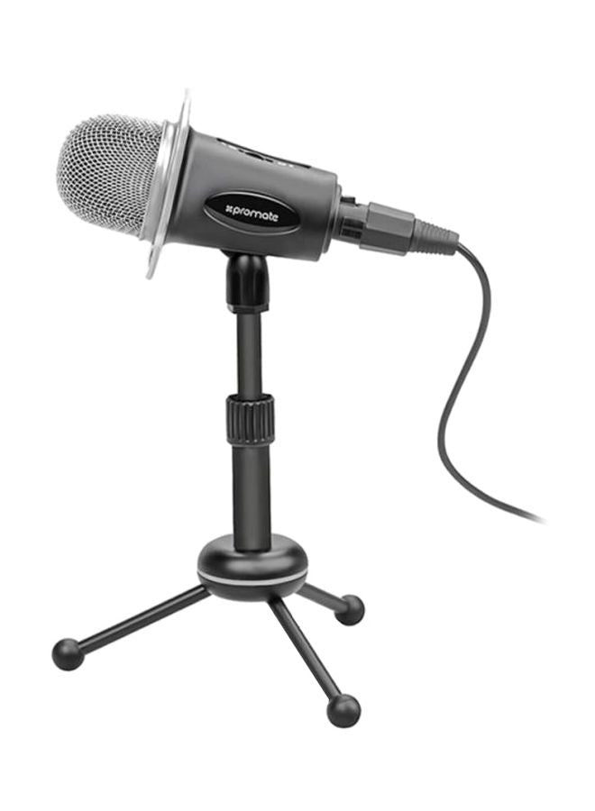 PROMATE Desktop Microphones, 3.5mm Professional Condenser Recording Podcast Microphone with Built-In Volume Control and Tripod Stand for PC, Laptop, Skype, Vocal Recording, Tweeter-8 Tweeter-8 Black