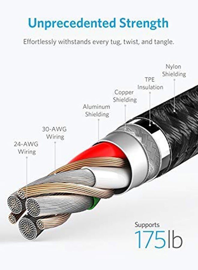 Anker Powerline+ II Lightning Cable (6ft), MFi Certified for Flawless Compatibility with iPhone Xs/XS Max/XR/X / 8/8 Plus / 7/7 Plus / 6/6 Plus / 5 / 5S Black