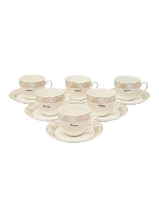 Shallow 12-Piece Cup And Saucer Set 90ml Off White