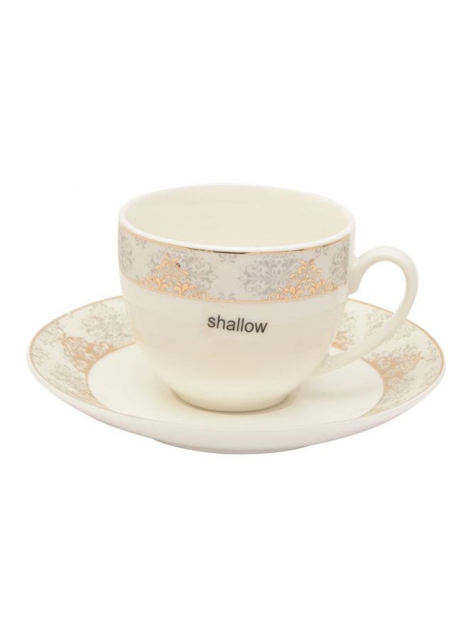 Shallow 12-Piece Cup And Saucer Set 90ml Off White