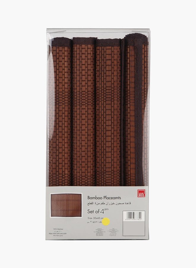 Home Box 4-Piece Bamboo Textured Placemat Brown 45x30cm