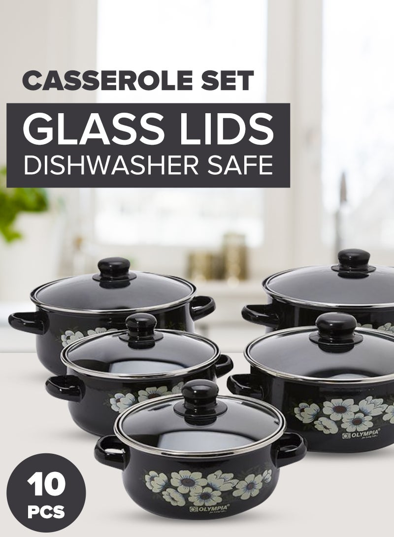 Olympia 10-Piece Casserole Set Black/White