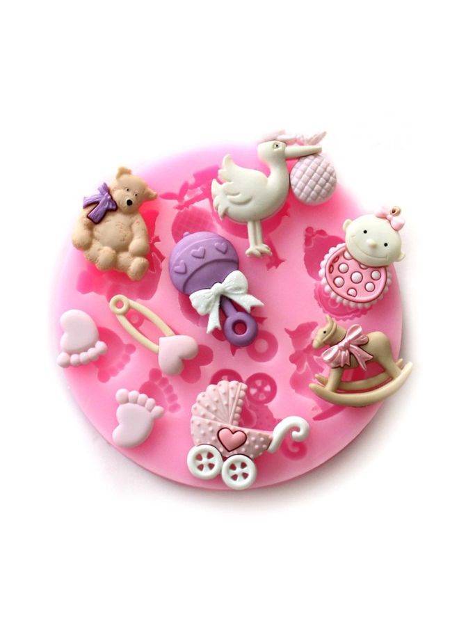 Generic 3D Baby Trojan Bear Shaped Cake and Chocolate Mold – Pink (8x8x1 cm)