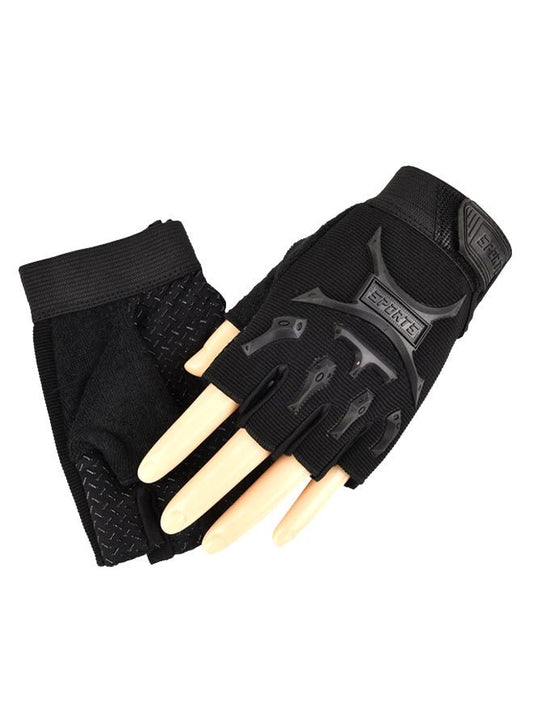 Generic 2-Piece Semi-Finger Gym Training Gloves - One Size: L