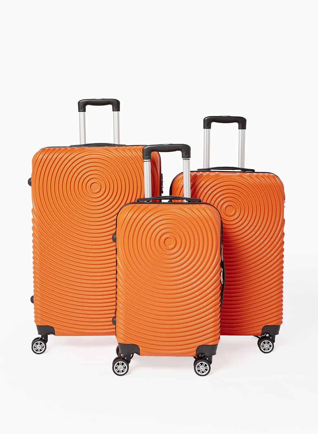 Noon East 3-Piece ABS Hardside Spinner Iron Rod Luggage Trolley Set With TSA Lock 20/24/28 Inch Orange