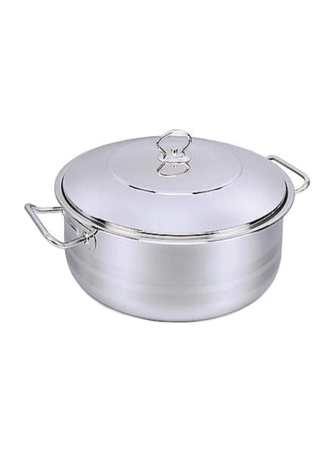 Korkmaz Sturdy And Durable Exclusive Shaped Cool Touch Handle Low Casserole With Lid Silver 15Liters