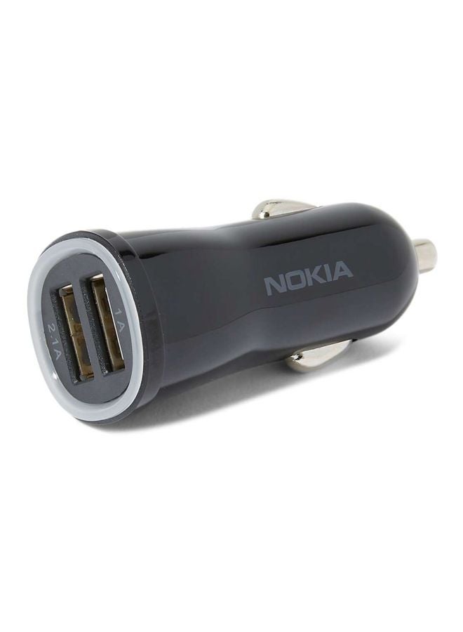 NOKIA Dual Port USB Car Charger With Micro USB Cable Black