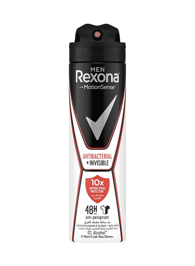 Rexona for Men Antiperspirant Deodorant Spray, 48 Hour Sweat And Odor Protection, Antibacterial + Invisible, Keeps You Feeling Fresh and Dry, 150 ml