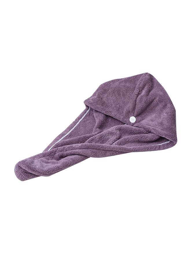 Generic Hair Towel Wrap With Button Purple 16x3x12cm