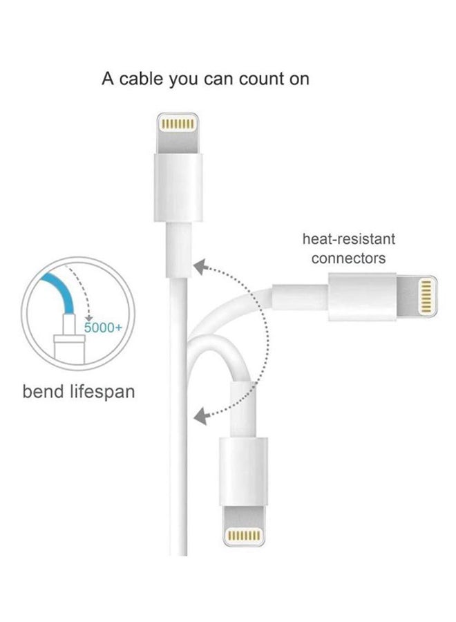 Generic USB To Lightning Data Sync And Charging Cable For Apple iPhone White/Silver