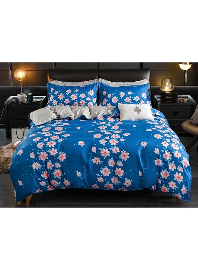 Deals For Less 6-Piece Floral Design Bedding Set Microfiber Fabric Blue King Fabric Blue King