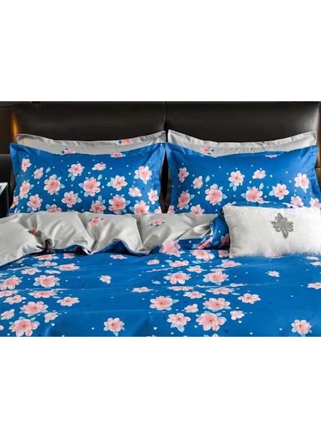 Deals For Less 6-Piece Floral Design Bedding Set Microfiber Fabric Blue King Fabric Blue King