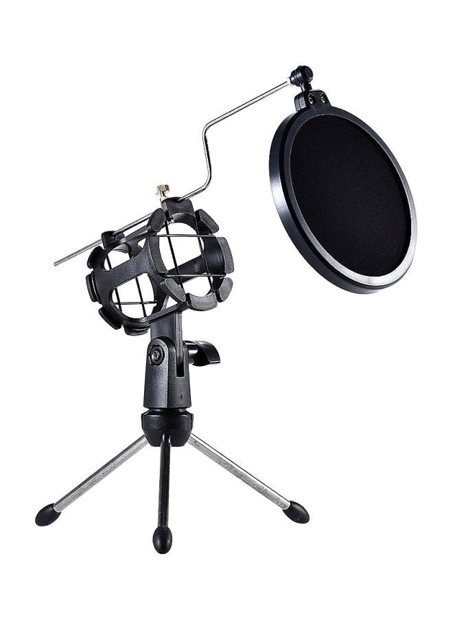 Generic Microphone Tripod Stand With Pop Filter V7563 Black/Silver