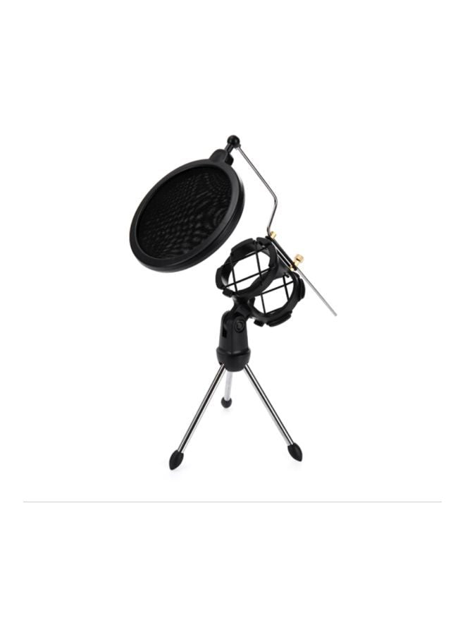 Generic Microphone Tripod Stand With Pop Filter V7563 Black/Silver