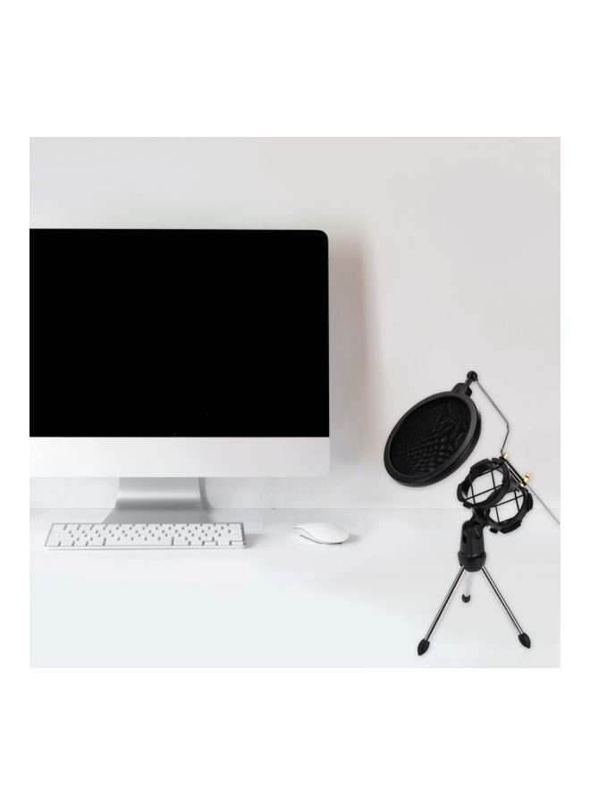 Generic Microphone Tripod Stand With Pop Filter V7563 Black/Silver