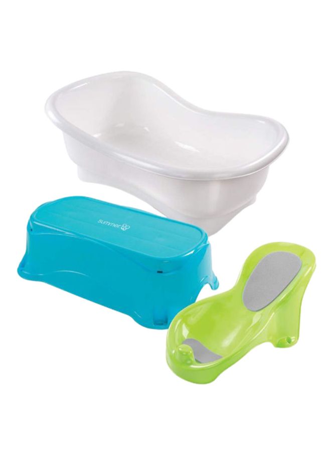 summer infant 3-In-1 Comfort Height Bath Center With Step Stool - Green/Blue/White