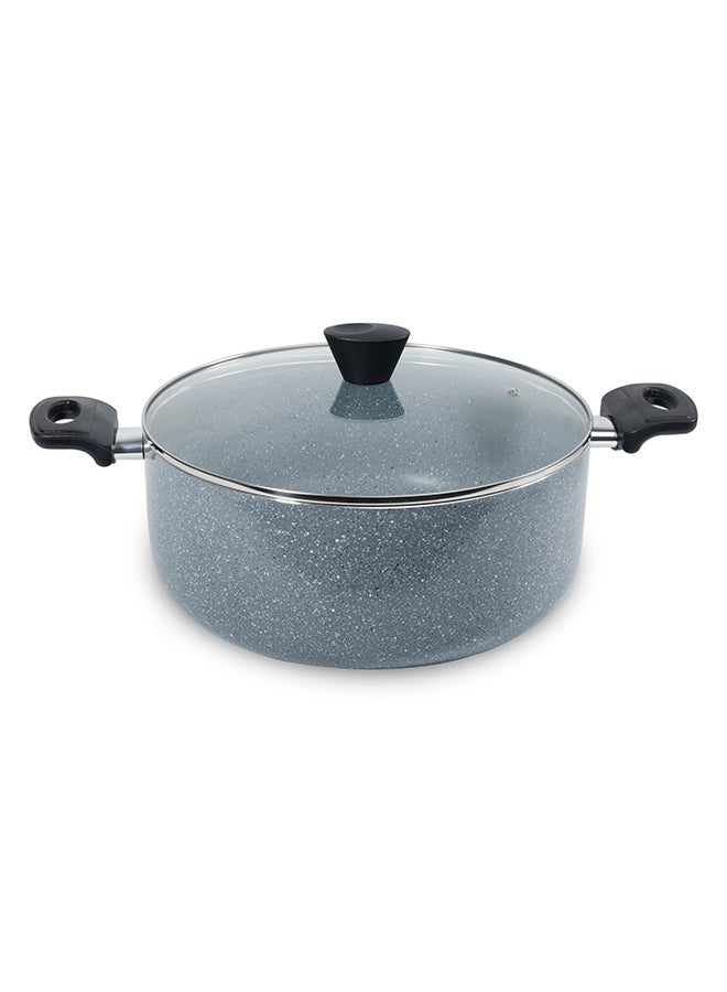 Homeway 6-Piece Cookware Set Dark Grey/Clear Large Casserole 1x30, Medium Casserole 1x26, Small Casserole 1x22cm