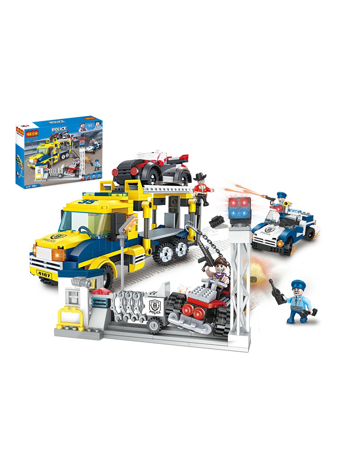 COGO 4167 550-Piece Police Series Non-Toxic Plastic Building Block Set For Kids, 6+ Years