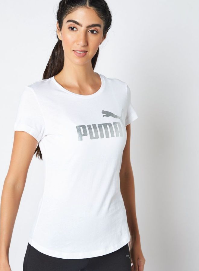 PUMA ESS+ Metallic Tee Puma White-Silver