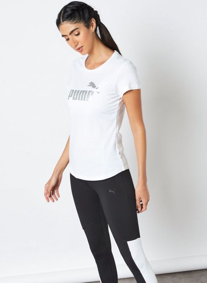 PUMA ESS+ Metallic Tee Puma White-Silver