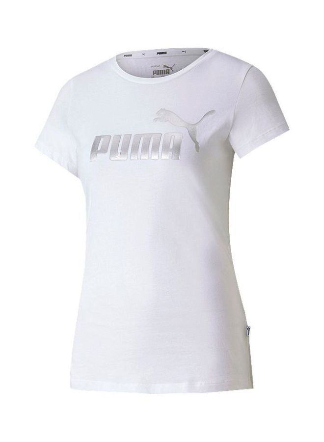 PUMA ESS+ Metallic Tee Puma White-Silver