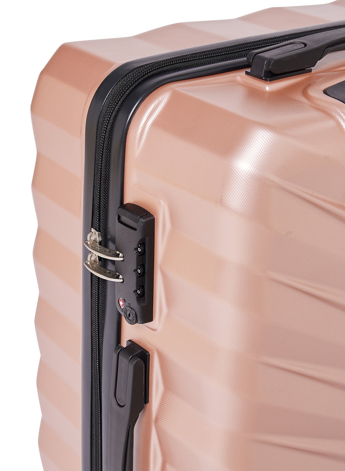 3-Piece ABS Hardside Spinner Iron Rod Luggage Trolley Set With TSA Lock 20/24/28 Inch Rose Gold